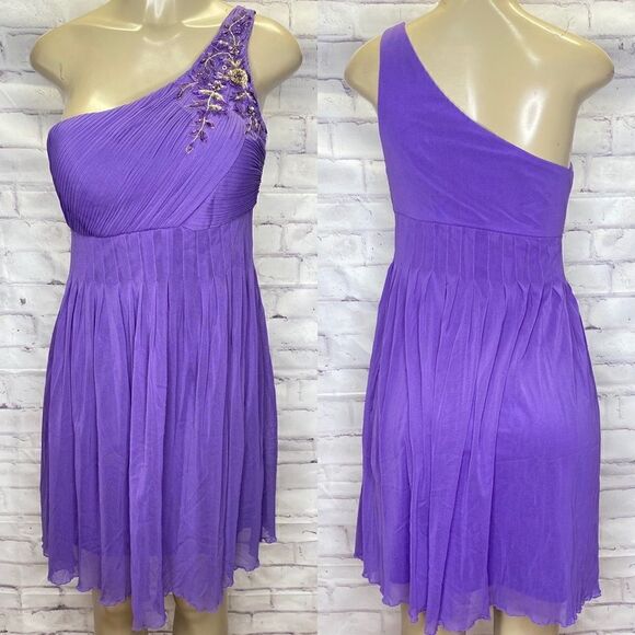 Sue Wong Purple Embellished One Shoulder Knee Length dress size 6 - Picture 1 of 9
